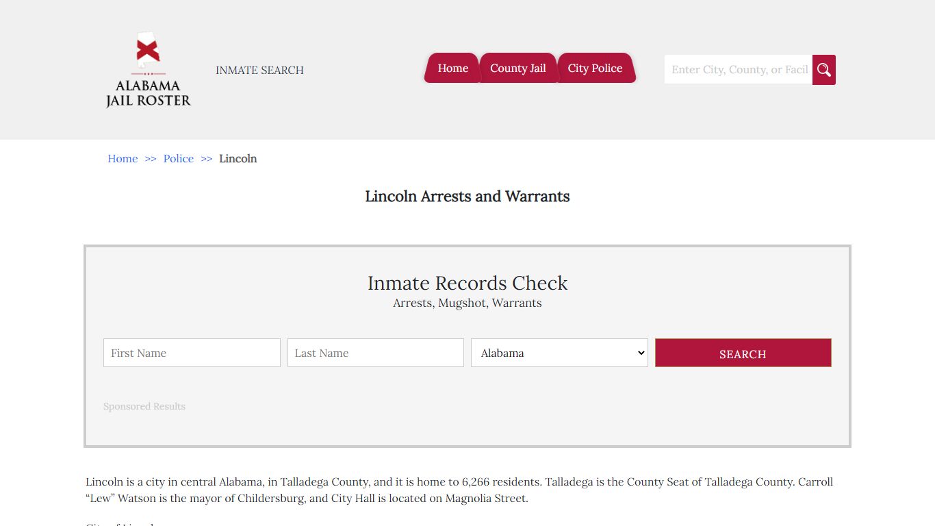 Lincoln Arrests and Warrants | Alabama Jail Inmate Search